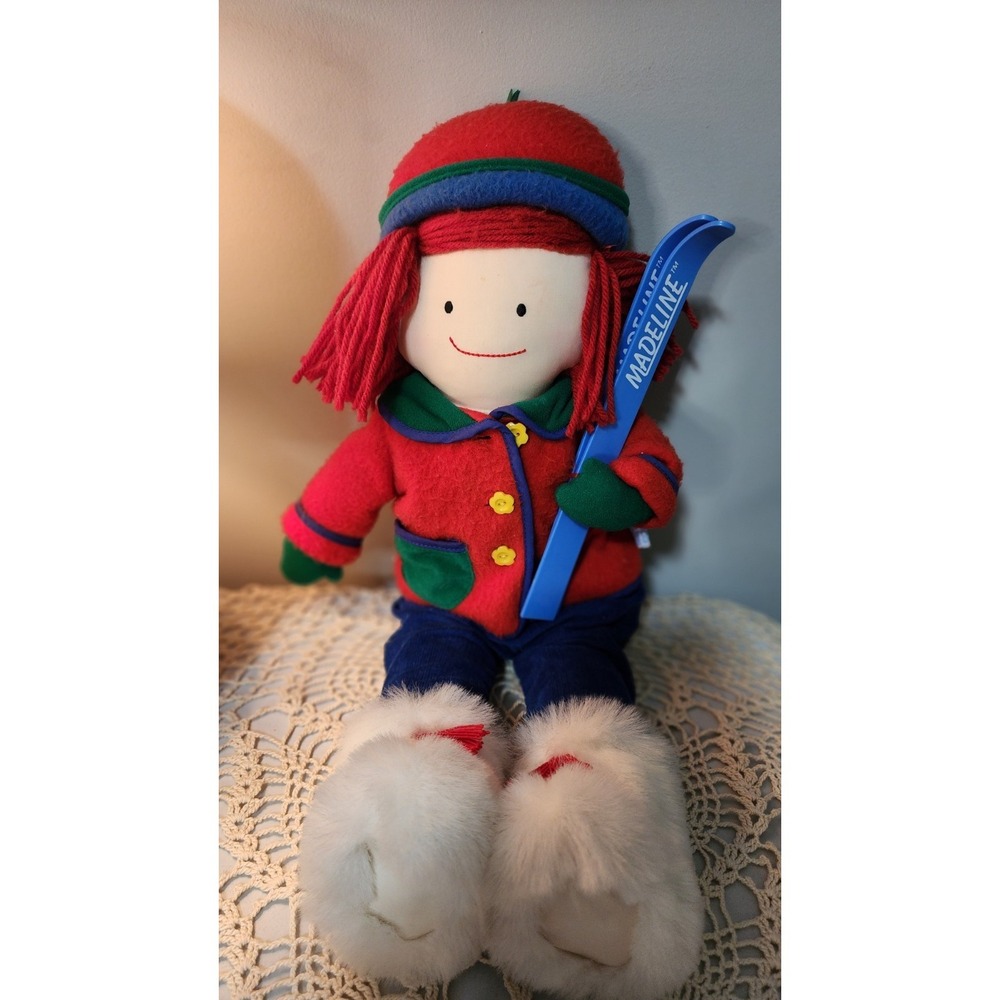 Vintage 1997 Eden Madeline plush doll with skiis 21" Madeline Going Skiing